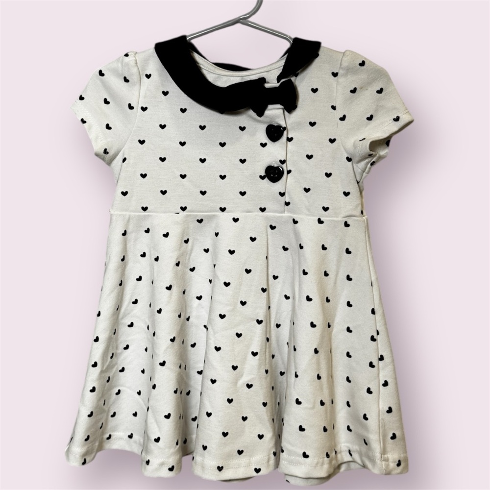 Little Me 24M Baby Girl Heart Print Dress Bow Collar